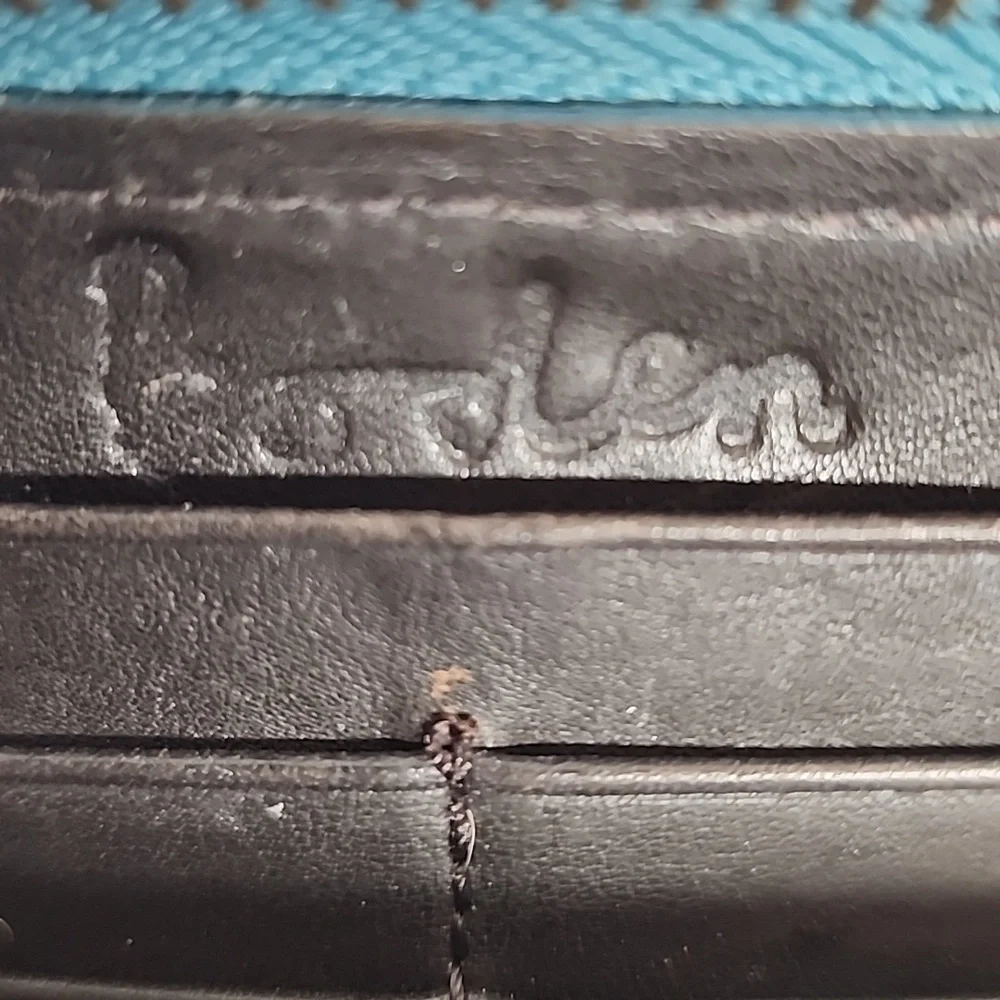 Boden Rare Vintage 100% Hair & Cowhide Leather Zebra Unisex Wallet Teal Accents